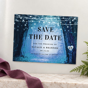 Invitation Magnétique Evermore Forêt Enchantée Bleue Enregistrez la Da