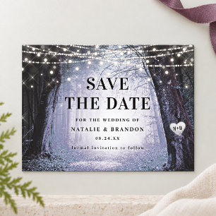 Invitation Magnétique Evermore Forêt Enchantée Date de Mariage Mauve