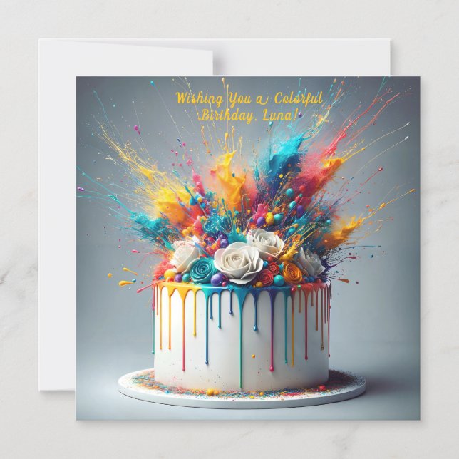 Invitation Magnétique Explosion de joie - Joyeux gâteau d'anniversaire (Recto)