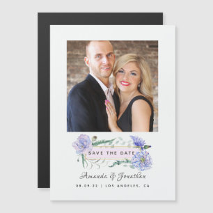 Invitation Magnétique Faire part de mariage floral rose et vert menthe