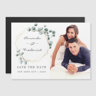 Invitation Magnétique Faire part de mariage géométrique à l'eucalyptus