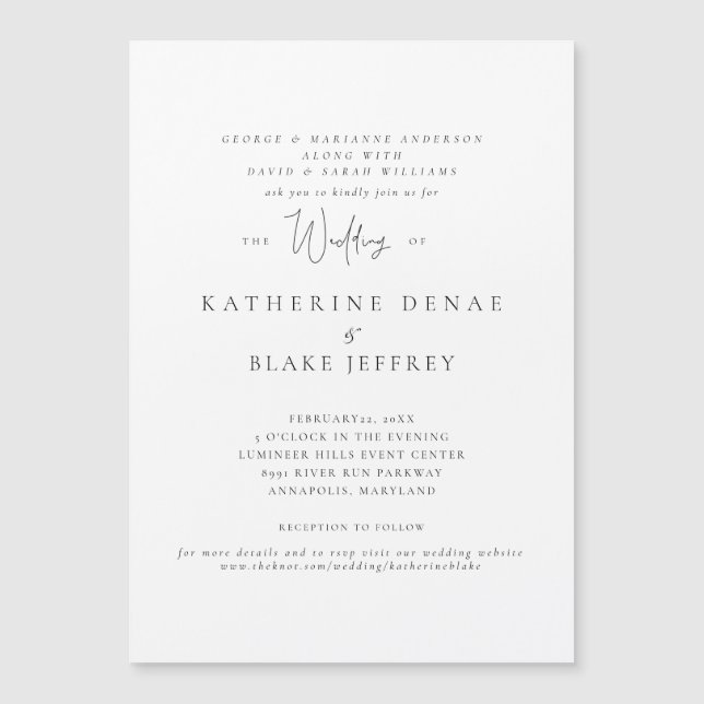 Invitation Magnétique Faireur de mariage blanc aimanté d'invitation de m (Devant)