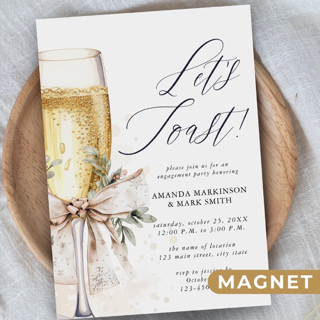 Invitation Magnétique Faisons sauter le Champagne pour notre fiançailles (Créateur téléchargé)
