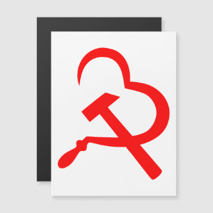 Invitation Magnétique Faucille Et Marteau, Cœur, Amour, Communisme