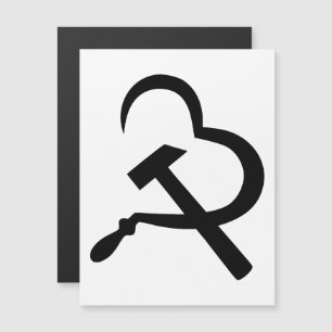 Invitation Magnétique Faucille Et Marteau, Cœur, Amour, Communisme