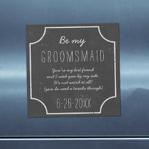 Invitation Magnétique Faux Chalkboard encadré Be My Groomsmaid Request