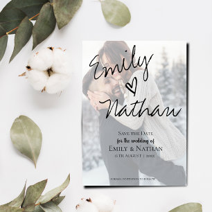 Invitation Magnétique Faux Vellum Effect Photo Wedding Enregistrer la da