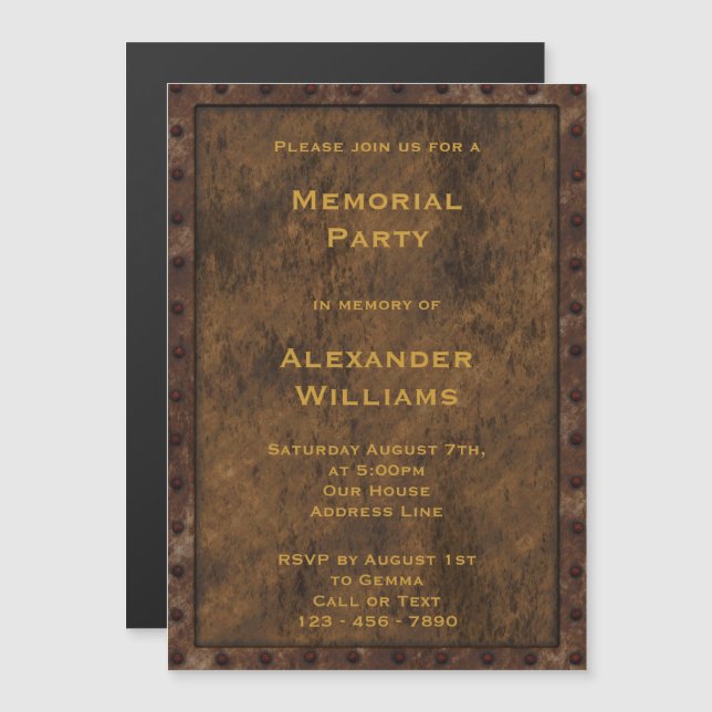 Invitation Magnétique Fer à effet encadré Fête du Mémorial pour hommes (Devant / Derrière)