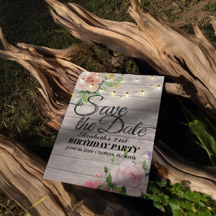 Invitation Magnétique Fête Anniversaire Économisez La Date Fleurs Lumièr