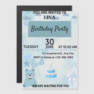 Invitation Magnétique Fête d'anniversaire