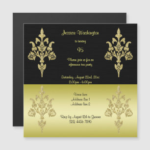 Invitation Magnétique Fête d'anniversaire de 95 ans Golden Elegance