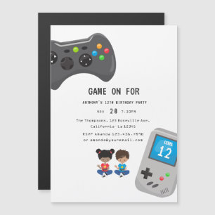 Invitation Magnétique Fête d'anniversaire de jeux vidéo