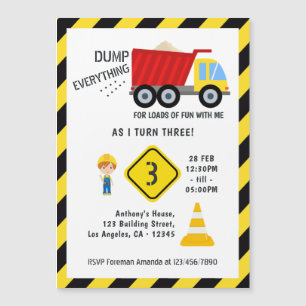 Invitation Magnétique Fête d'anniversaire de la construction