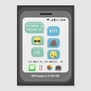 Invitation Magnétique Fête d'anniversaire Emoji