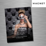 Invitation Magnétique Fête d'anniversaire photo luxe<br><div class="desc">Personnalisez et ajoutez vos photos et détails de fête. J'ai utilisé une superposition foncée sur la photo pour qu'il soit plus facile de lire le texte. J'ai ajouté 2 couches, mais une seule est active. Il y a un petit symbole à la fin du calque/ligne de superposition que vous pouvez...</div>