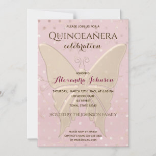 Invitation Magnétique Fête d'anniversaire Rose Gold Quinceanera