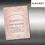 Invitation Magnétique Fête d'anniversaire rose or blush parties scintill<br><div class="desc">Pour une soirée d'anniversaire élégante de 21e (ou tout âge). Un arrière - plan rose à gradient or. Décoré avec parties scintillant en faux or rose. Personnalisez et ajoutez un nom et des détails du parti. Le nom est écrit avec un script de style manuscrit</div>