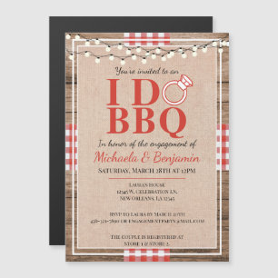 Invitation Magnétique Fête de Fiançailles Rustique BBQ pour les couples