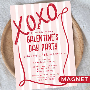 Invitation Magnétique Fête de la Galentine XOXO dessinée à la main