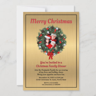 Invitation Magnétique Fête de Noël Famille Photo personnalisée