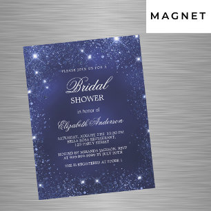 Invitation Magnétique Fête des mariées bleu marine scintille luxe