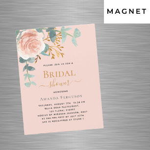 Invitation Magnétique Fête des mariées de luxe pêche rose or verdure
