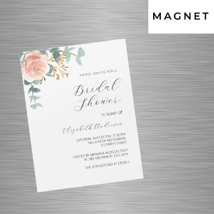 Invitation Magnétique Fête des mariées luxueuse rose or fleurie