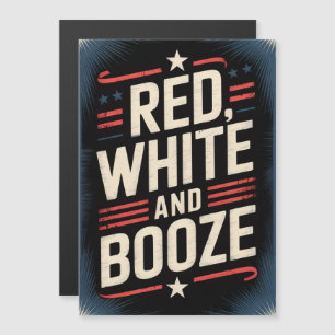 Invitation Magnétique Fête du 4 juillet Booze Rouge Blanc et Booze