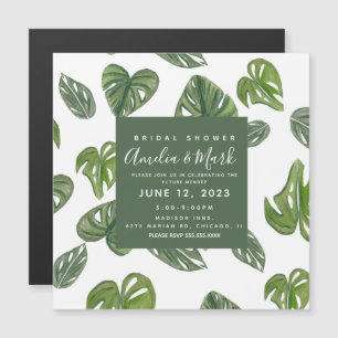 Invitation Magnétique Feuille de Monstera Adansonii aquarelle manuelle p
