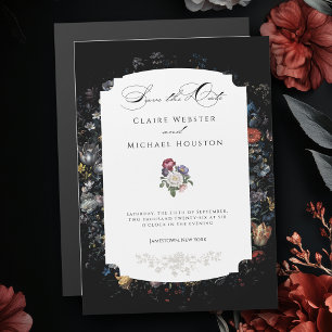Invitation Magnétique Fine Art Black Floral Calligraphie Enregistrer la