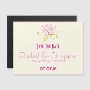 Invitation Magnétique Fleur de Lotus / Nénuphar Enregistrer la Date