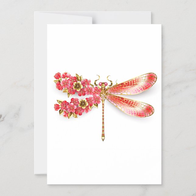Invitation Magnétique Fleur libellule avec bijoux sakura (Recto)