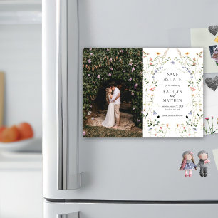 Invitation Magnétique Fleur sauvage Garden Floral Wreath Enregistrer La 