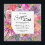 Invitation Magnétique Fleur sauvage rose violet 21e fête d'anniversaire<br><div class="desc">Couleur violet et rose aquarelle fleur sauvage 21ème anniversaire carré invitation magnétique pour les femmes. Contactez-nous pour obtenir de l'aide sur la personnalisation ou pour demander des produits correspondants.</div>