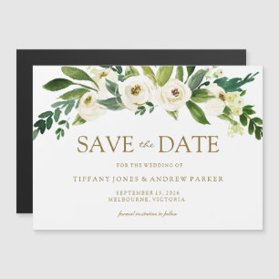 Invitation Magnétique Fleurs Blanches en Fleurs Mariage Économisez La Da