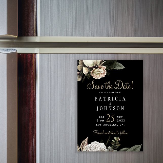 Invitation Magnétique Fleurs blanches hivernales élégantes pour le carto (Créateur téléchargé)