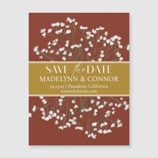 Invitation Magnétique Fleurs de terrain en terre cuite Mariage Enregistr (Devant)