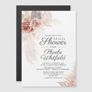 Invitation Magnétique Fleurs d'Herbe de Pampas pour la Fête de Mariée