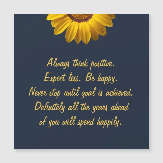 Invitation Magnétique Fleurs jaunes sur arrière - plan bleu marine Monog (Devant)