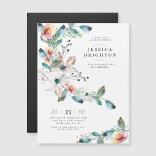 Invitation Magnétique Fleurs sauvages  Aquarelle peinte à la main Annive