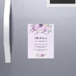 Invitation Magnétique Fleurs violet verdure anniversaire de luxe<br><div class="desc">Arrière - plan violet,  lavande aquarellé. Décoré de fleurs violettes et violettes aquarelles et verdure. Personnalisez et ajoutez votre nom et les détails de votre fête.</div>