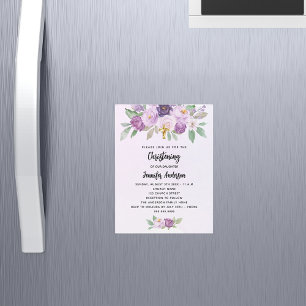 Invitation Magnétique Fleurs violettes de charme verdure croisent luxe