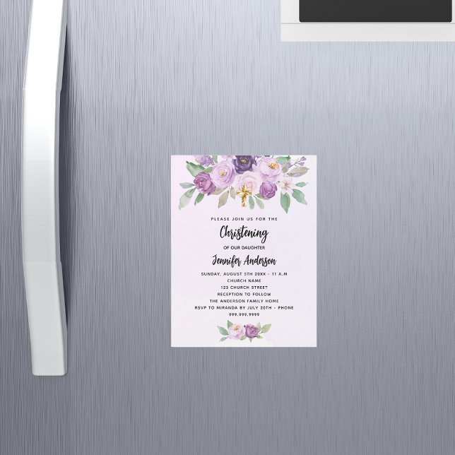 Invitation Magnétique Fleurs violettes de charme verdure croisent luxe (Créateur téléchargé)