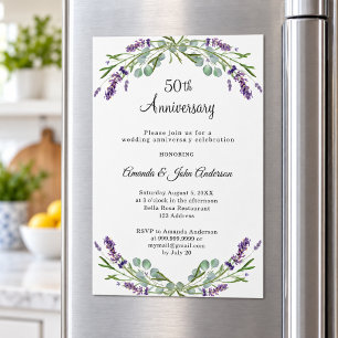 Invitation Magnétique Fleurs violettes de lavande 50e anniversaire de ma