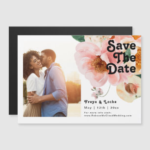 Invitation Magnétique Floral coloré gras   Enregistrement horizontal de 