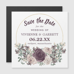Invitation Magnétique Floral rose violet Enregistrer la date
