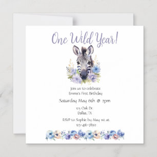 Invitation Magnétique Floral Zebra Anniversaire