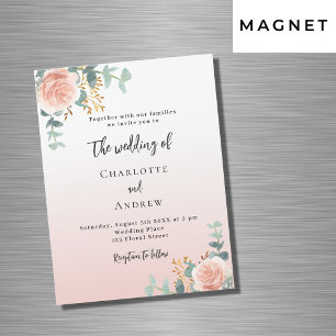 Invitation Magnétique Floraux d'or rose verdure luxe mariage