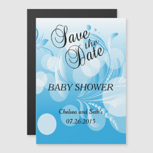 Invitation Magnétique Florium Bleu Bébé Doux  Douche pour bébé