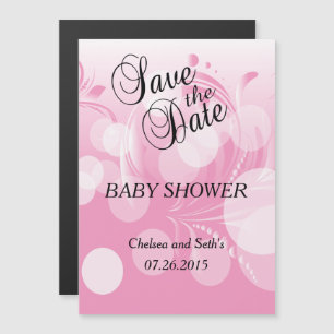 Invitation Magnétique Florium de Bokeh rose doux  Baby Girl Shower